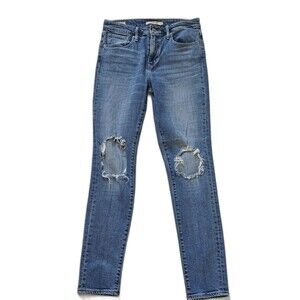 Levi's 721 Distressed Ripped High Rise Skinny Jeans Women Size 28, Medium Wash